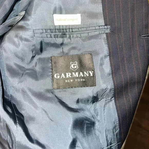 Ermenegildo Zegna 2pc Wool Suit Navy Blue Brown Pinstripe 50R - Picture 11 of 16